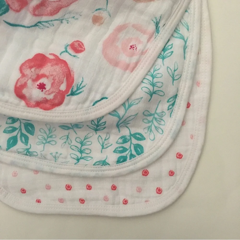 Snap Bibs 100% Cotton Muslin Floral Prints Set of 3 NEW | aden + anais